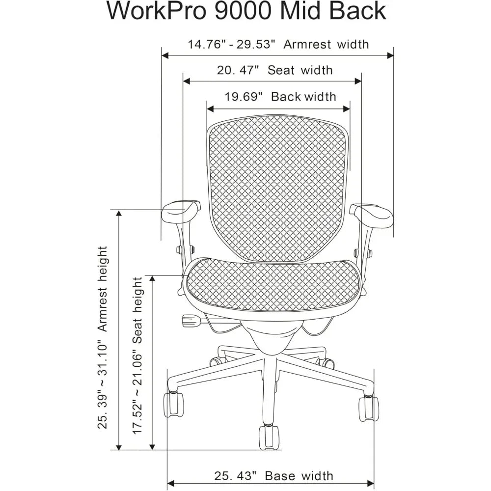 Quantum 9000 Series Ergonomic Mid-Back Office Chair with Mesh Seat and Back, Black