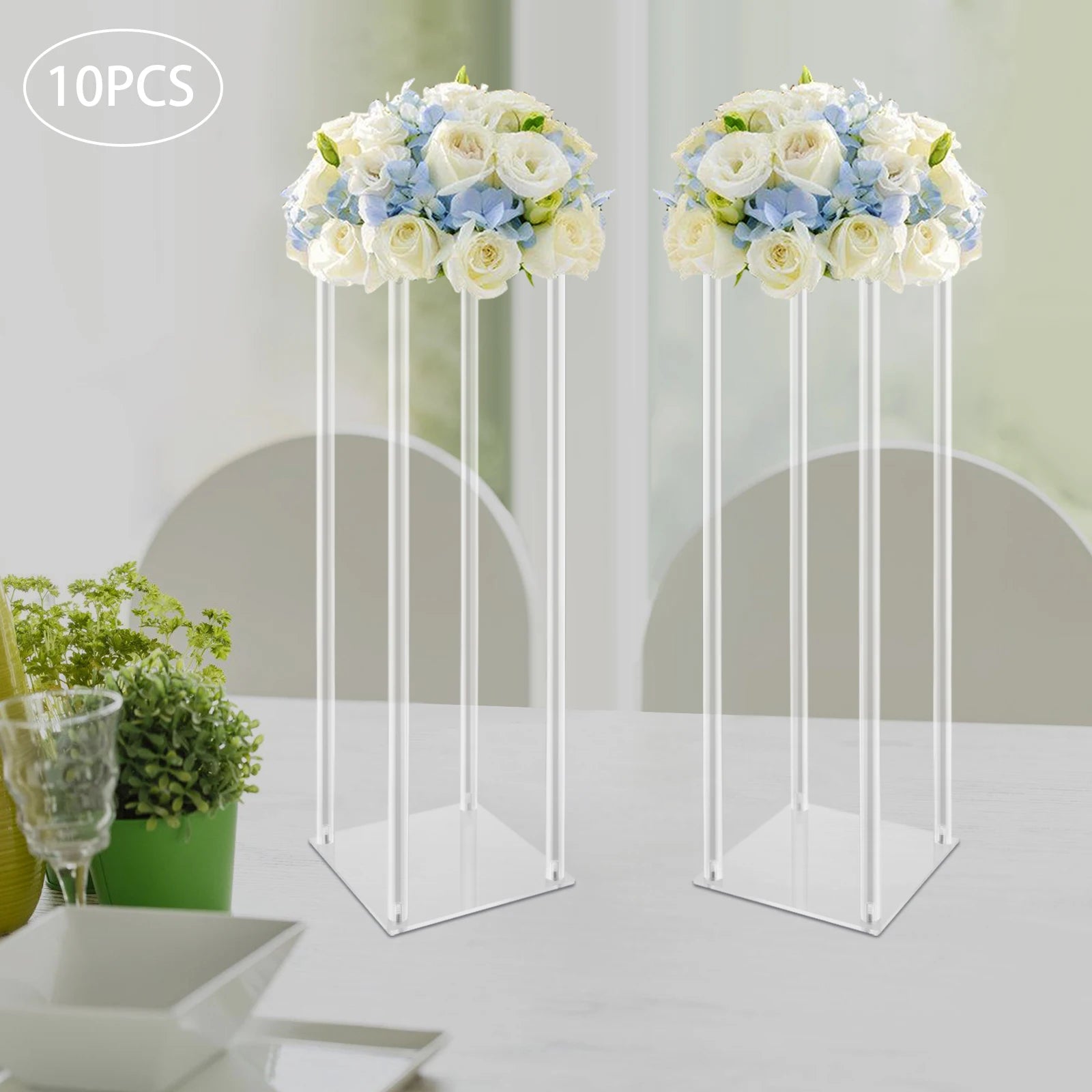 Acrylic Vase Wedding Centrepieces, 10 Pcs Clear Column Flower Display Stand, Geometric Display Stand for Home Decor