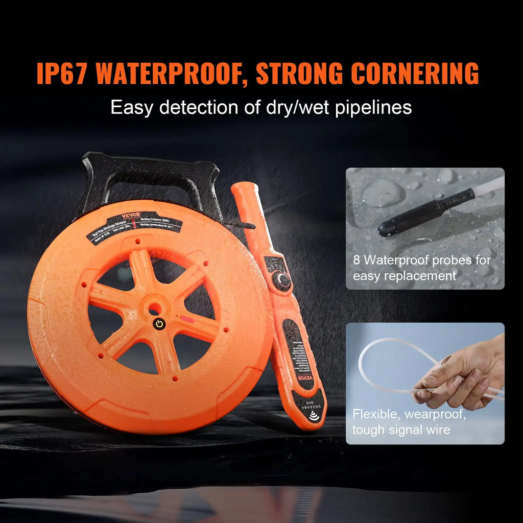 Pipe Blockage Detector Locators - 100ft/30m Waterproof for PVC, Plastic, Metal Pipes