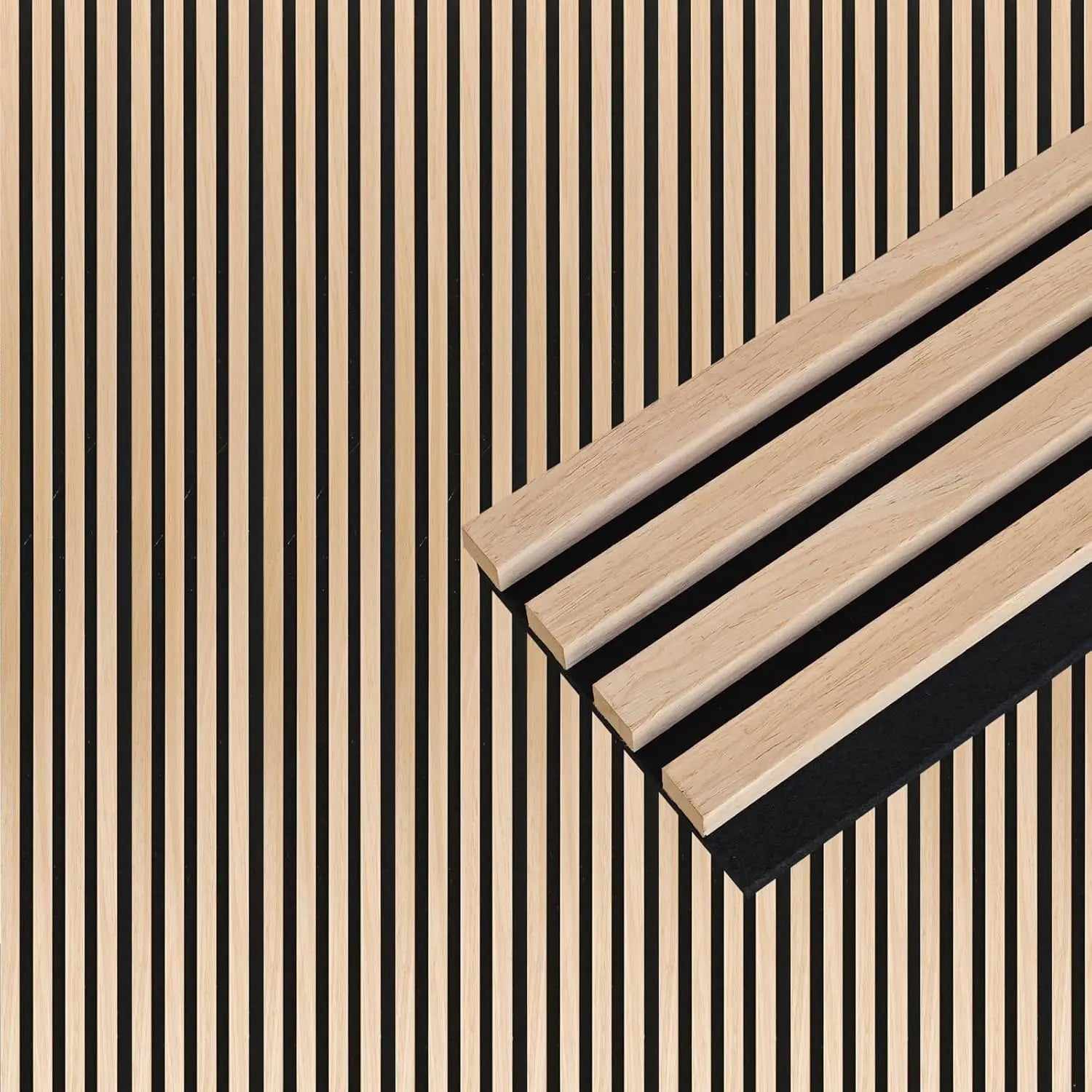 Wood Wall Panels, 9 Feet Acoustic Slat Wall Panels, Decorative Slat Wall Paneling, Natural Oak, 6-Piece