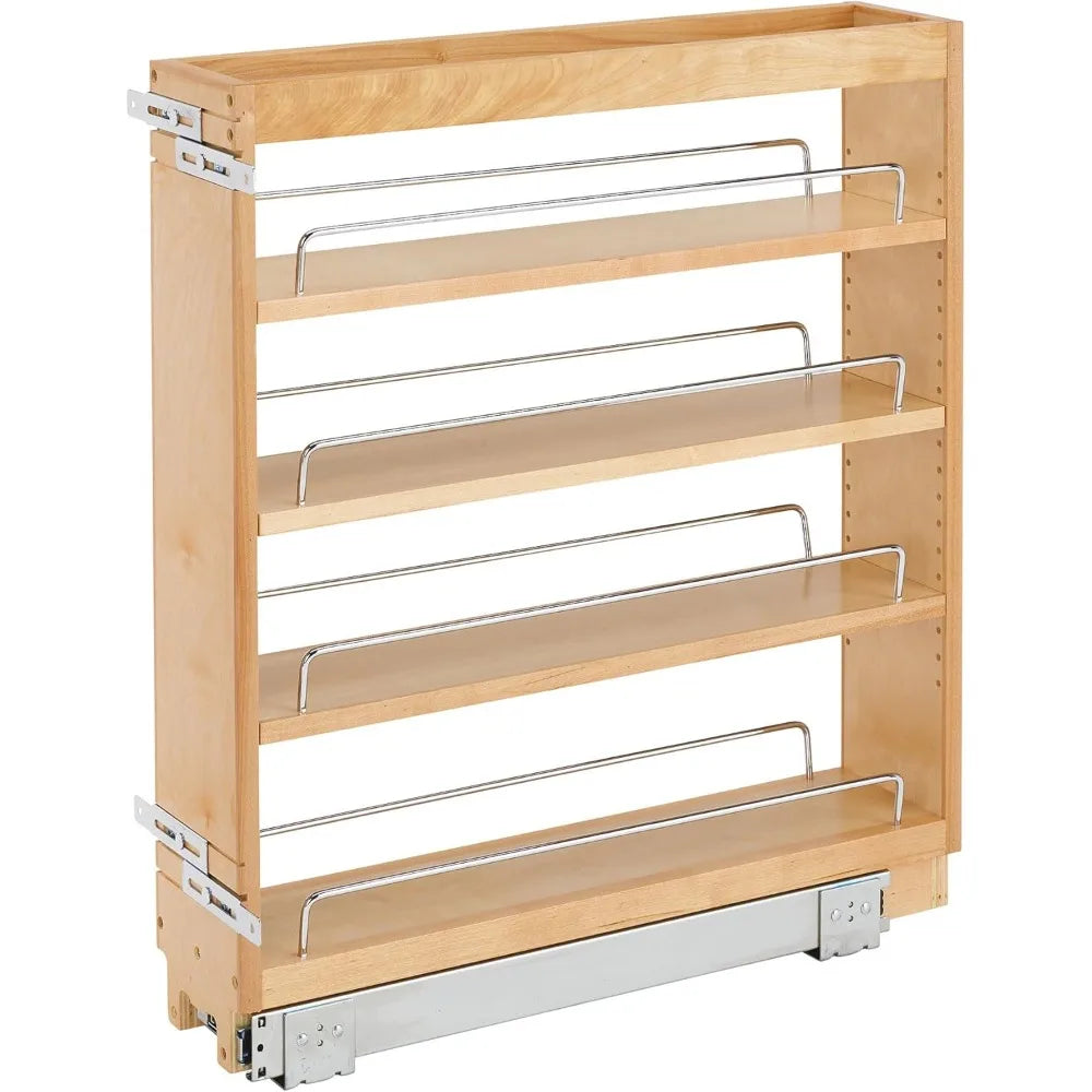 Rev-A-Shelf 5" Pullout Kitchen Cabinet Storage Organizer Slide Out Pantry Spice Rack with Adjustable Shelves for 5.5" W Cabinet