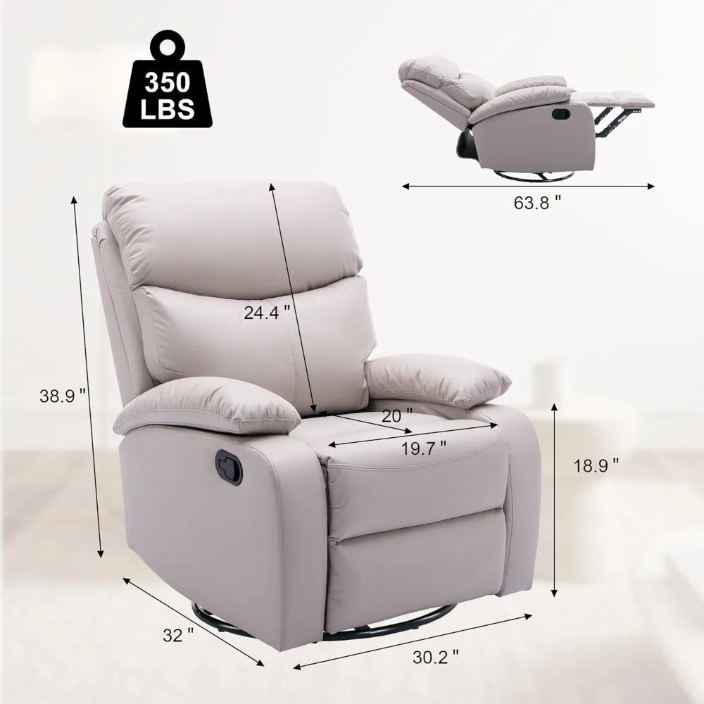 Swivel Rocker Recliner Chair for Adults, Rocking Small Recliner Chairs for Small Spaces, Glider Recliner
