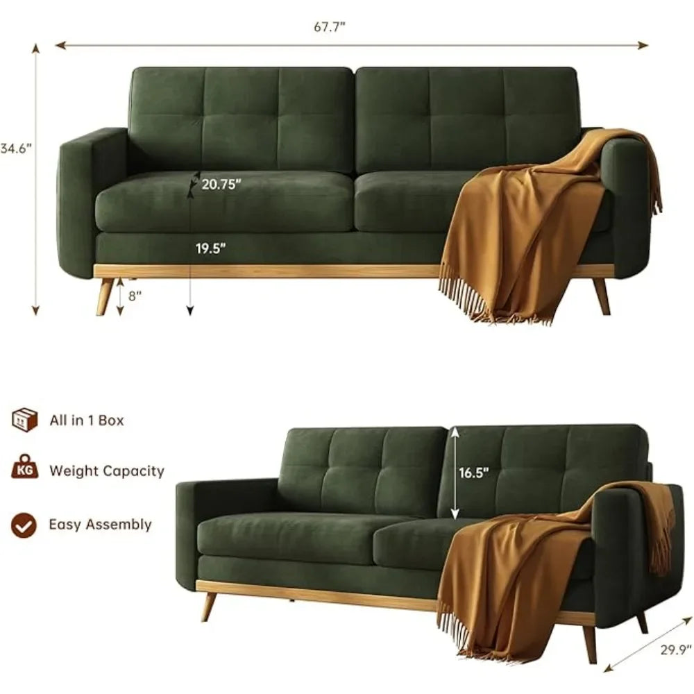 Mid Century Modern Loveseat Sofa Button Tufted Upholstered Small Couch for Living Room Bedroom Decor