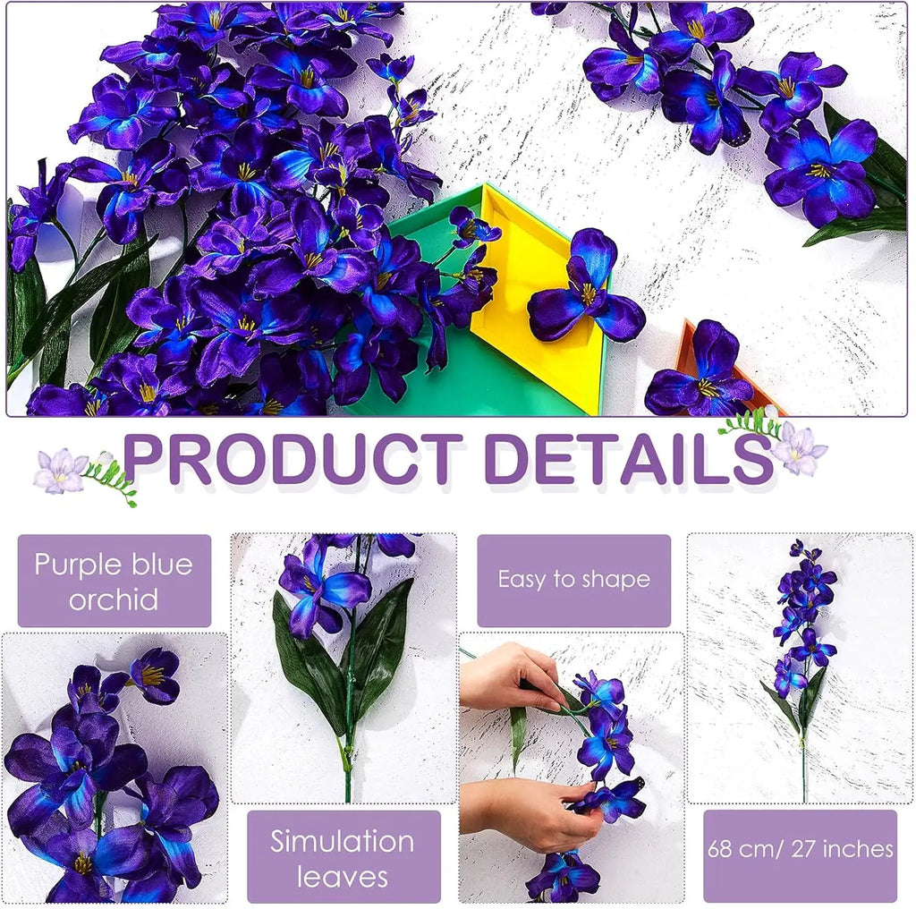 32 Pieces 27 Inches Artificial Orchid Flowers/ Faux Orchids Silk Flowers for Wedding /Dinning /Home Restaurant Decorations