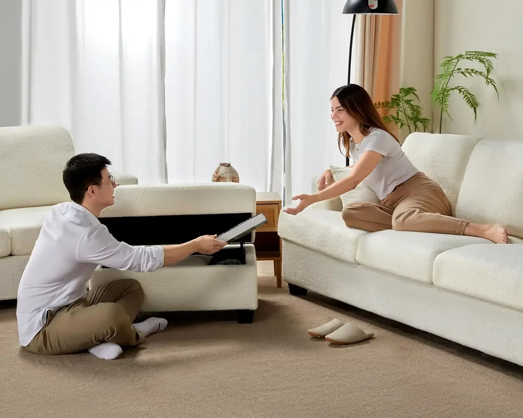 Sofa, Modern Living Room Set with Extra Deep Seats, Comfy Sofa- Sofa Couch for Living Room ,Apartment, Lounge, Beige