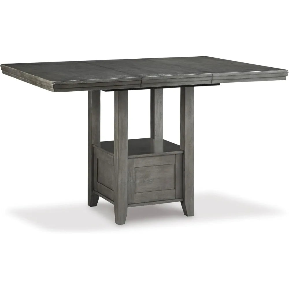 Modern Farmhouse Style Counter Height Dining Table with Extension, Dark Gray Finish