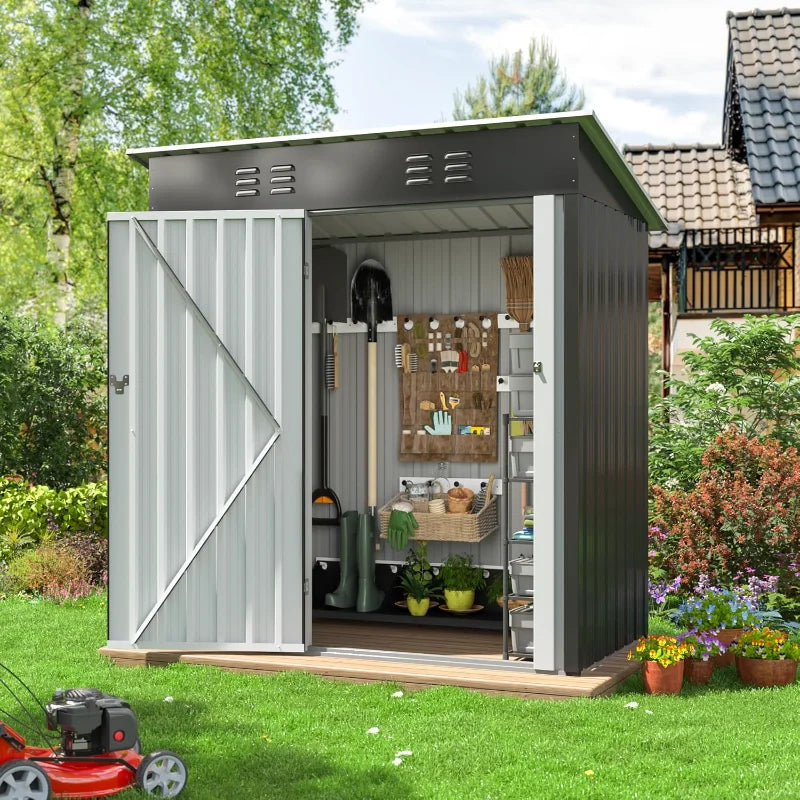 Outdoor Storage Shed, Metal Garden Shed with Updated Frame Structure, Tool Sheds for Backyard Garden, Patio, Lawn