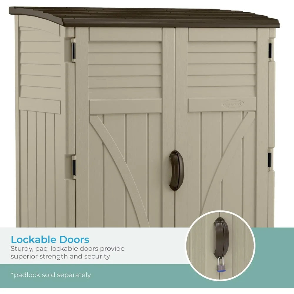 Outdoor Storage Shed/54 Cubic Feet Vertical Storage Shed with Durable Plastic Construction ,Multiple Wall Panels and Ample Space