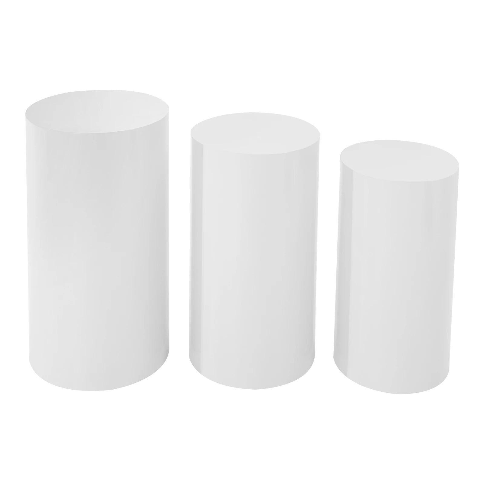 3 Pcs Cylinder Pedestal Stands Cake Cylinder Stands White Elegant Pedestal Display Rack for Parties and Events 19.68inch/21.65inch/23.62inch