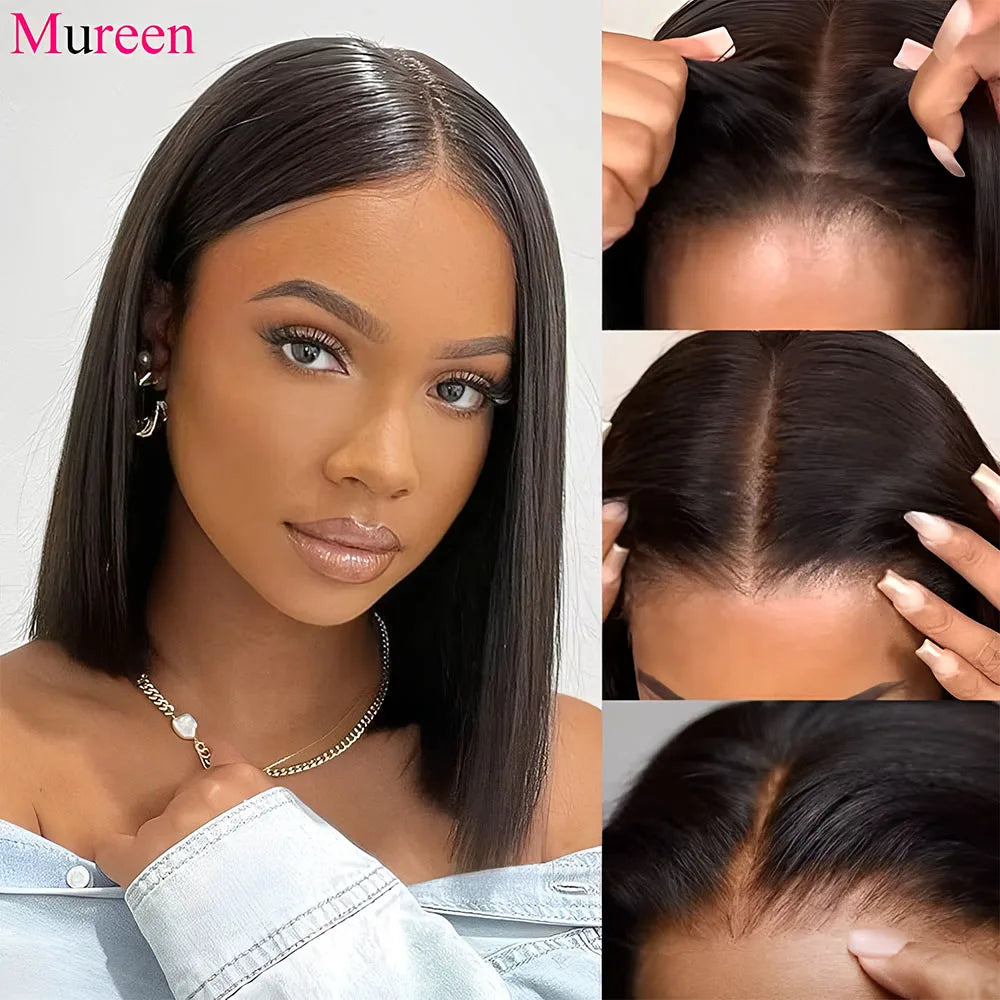 250% Density Straight Wear And Go Glueless Bob Wig 100% Human Hair For Women Ready To Go Human Hair Wigs 4x4 Lace Closure Wig