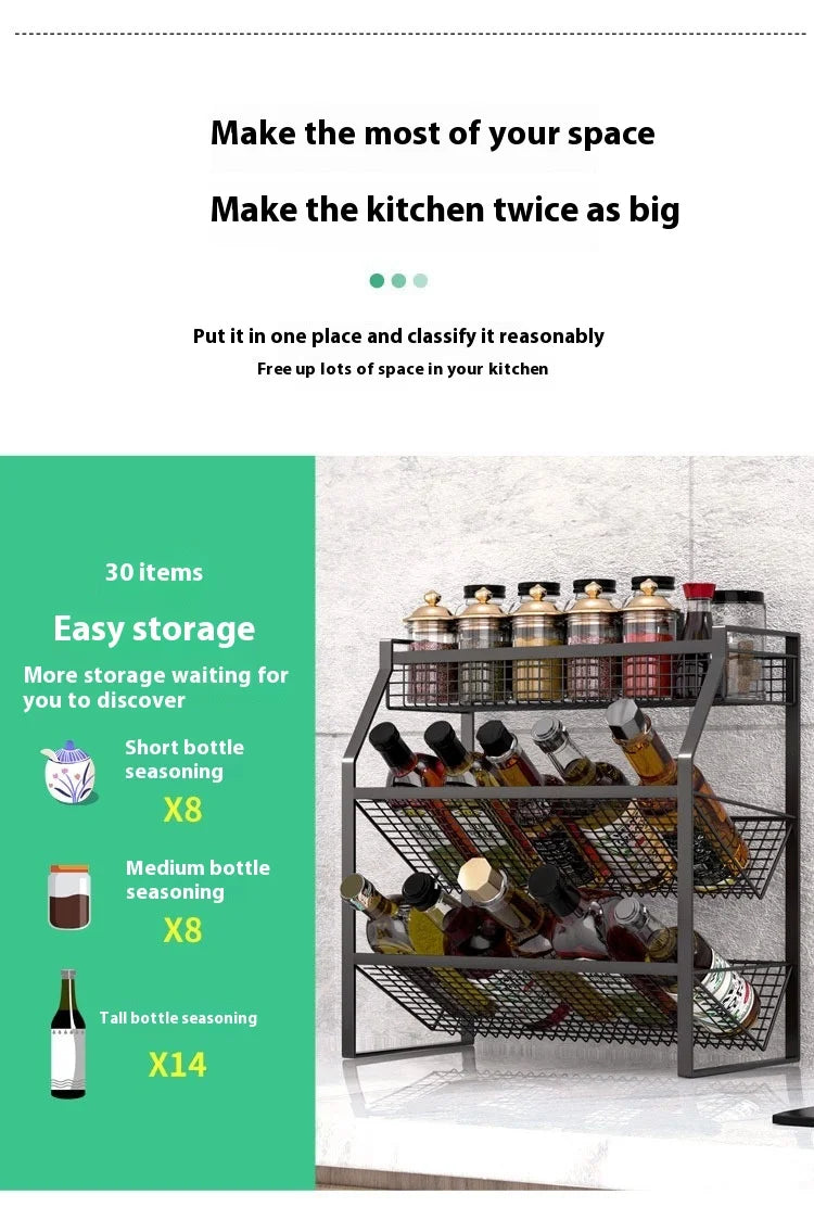 Kitchen Condiment Shelf Multi Tier Drawer Storage Cabinet Basket Organizer Drawer Ideal Countertop Pantry Under The Sink Desktop
