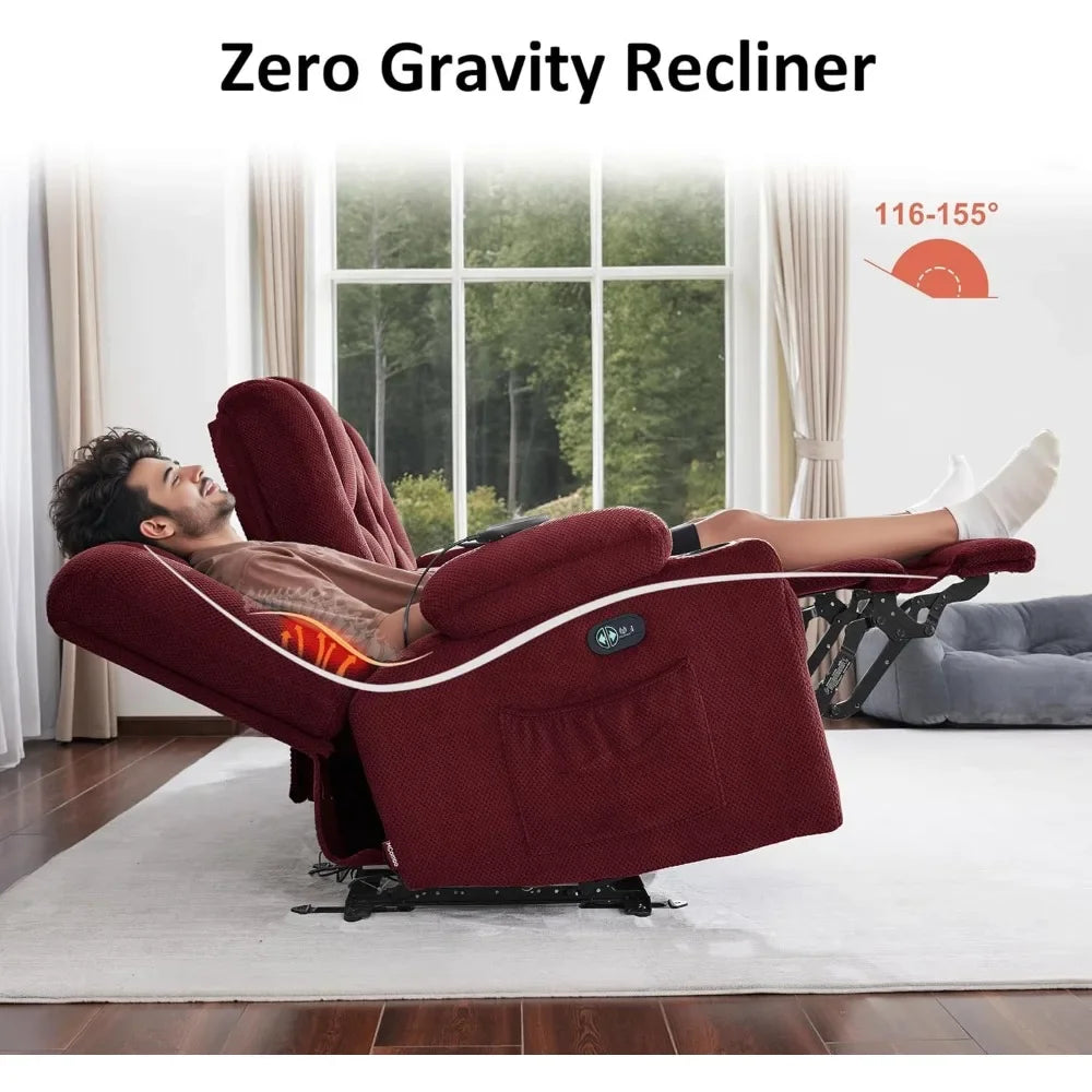 "3-seater zero gravity reclining sofa with heat and vibration massage, usb ports and cup holders for living room"