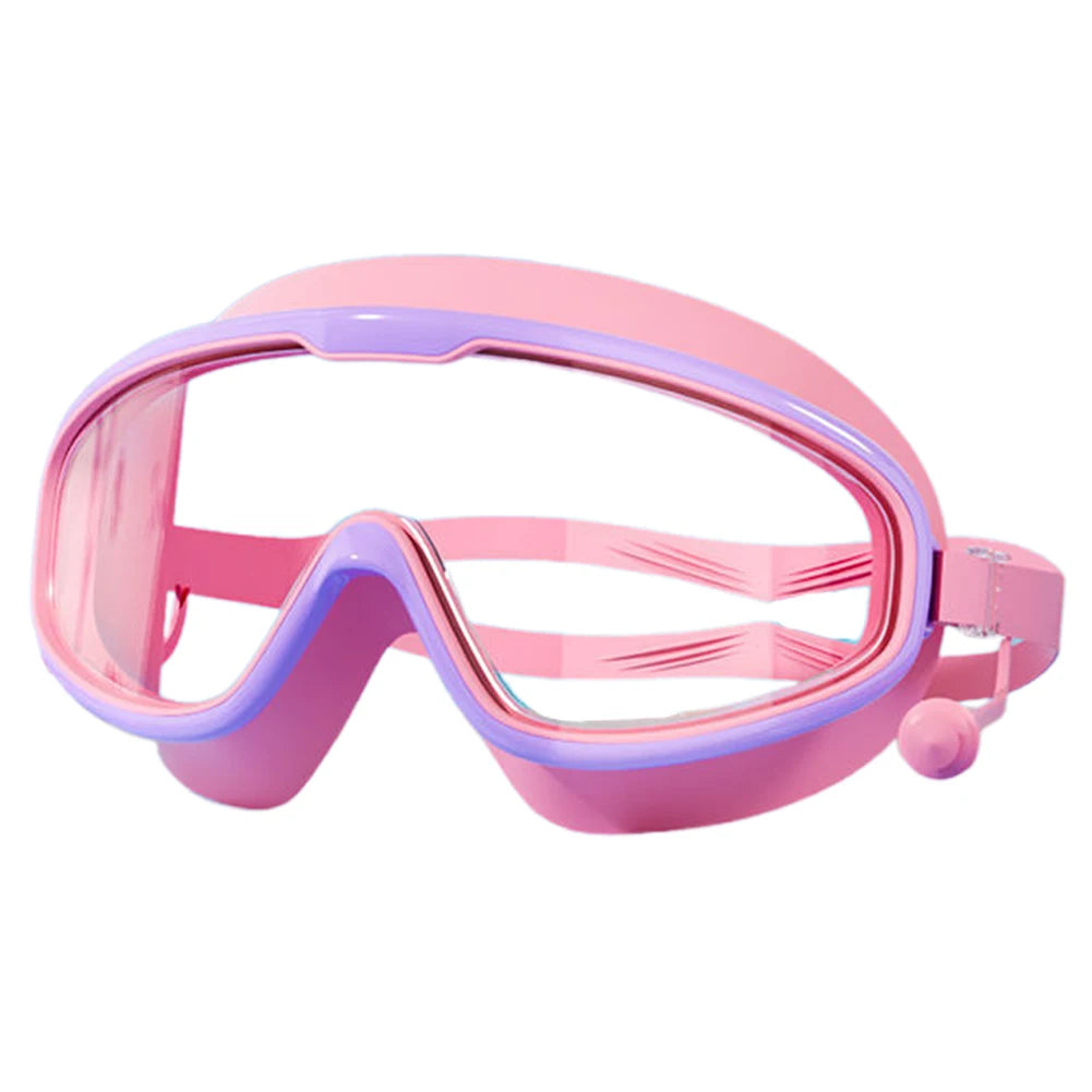 Kids Swim Goggles HD Swim Glasses with Earplugs/ UV Protection Swimming Goggles/ Large Frame Swim Sports Eyewear for Boys/ Girls