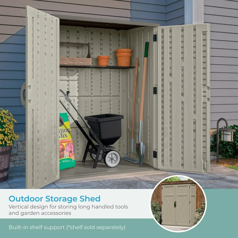 Outdoor Storage Shed/54 Cubic Feet Vertical Storage Shed with Durable Plastic Construction ,Multiple Wall Panels and Ample Space