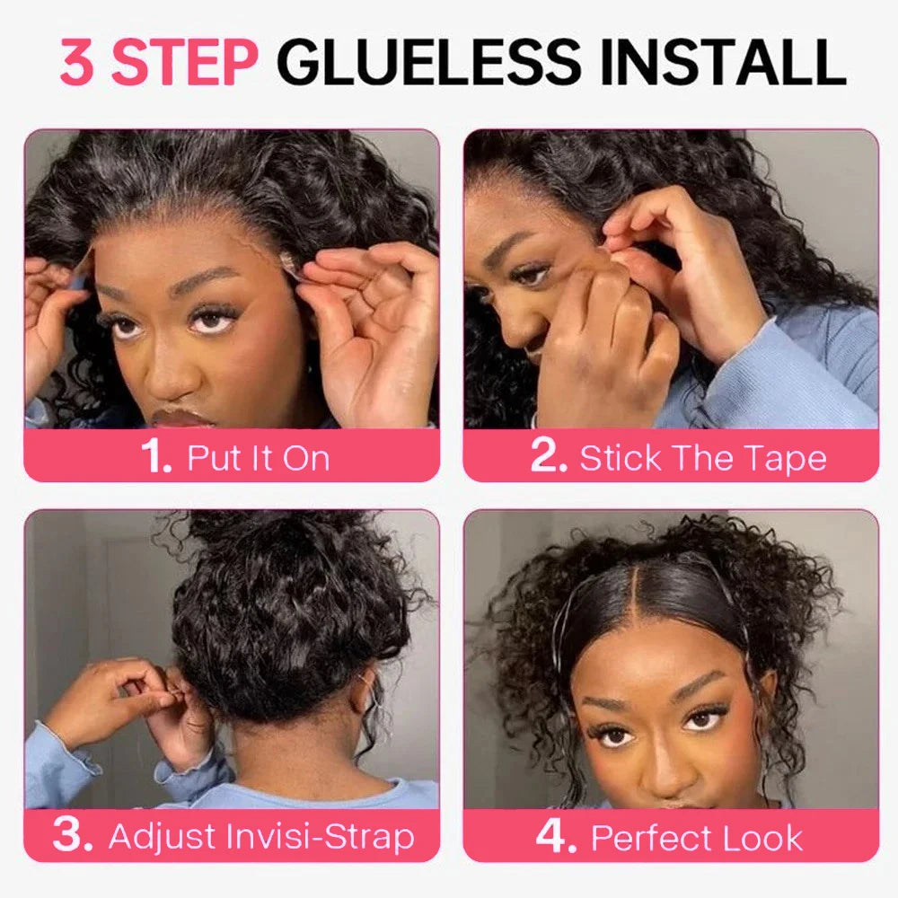 360 HD Full Lace Front Wigs Curly Wig Real Human Hair Pre Plucked Deep Wave Invisible Strap Glueless Wig Water Wave Lace Frontal
