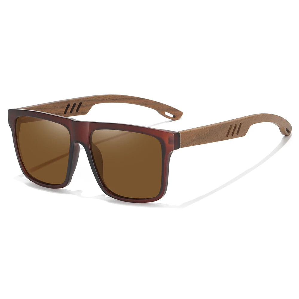 GM New Arrivals Black Wooden Polarized Sunglasses for Men Bamboo Sunglasses Red UV400 Lenses Fashion Driving Shades S5565