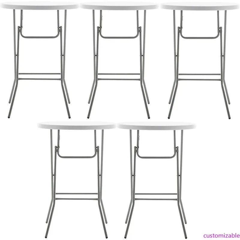 White Granite Plastic Folding Bar Height Table for Commercial, Banquet, Card, and Dining Use