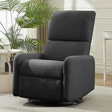 360° Swivel Glider Chair, Rocking Chair Nursery with Side Pockets, Deep Cushioned Seat, Nursery Chair with Steel Structure Base,