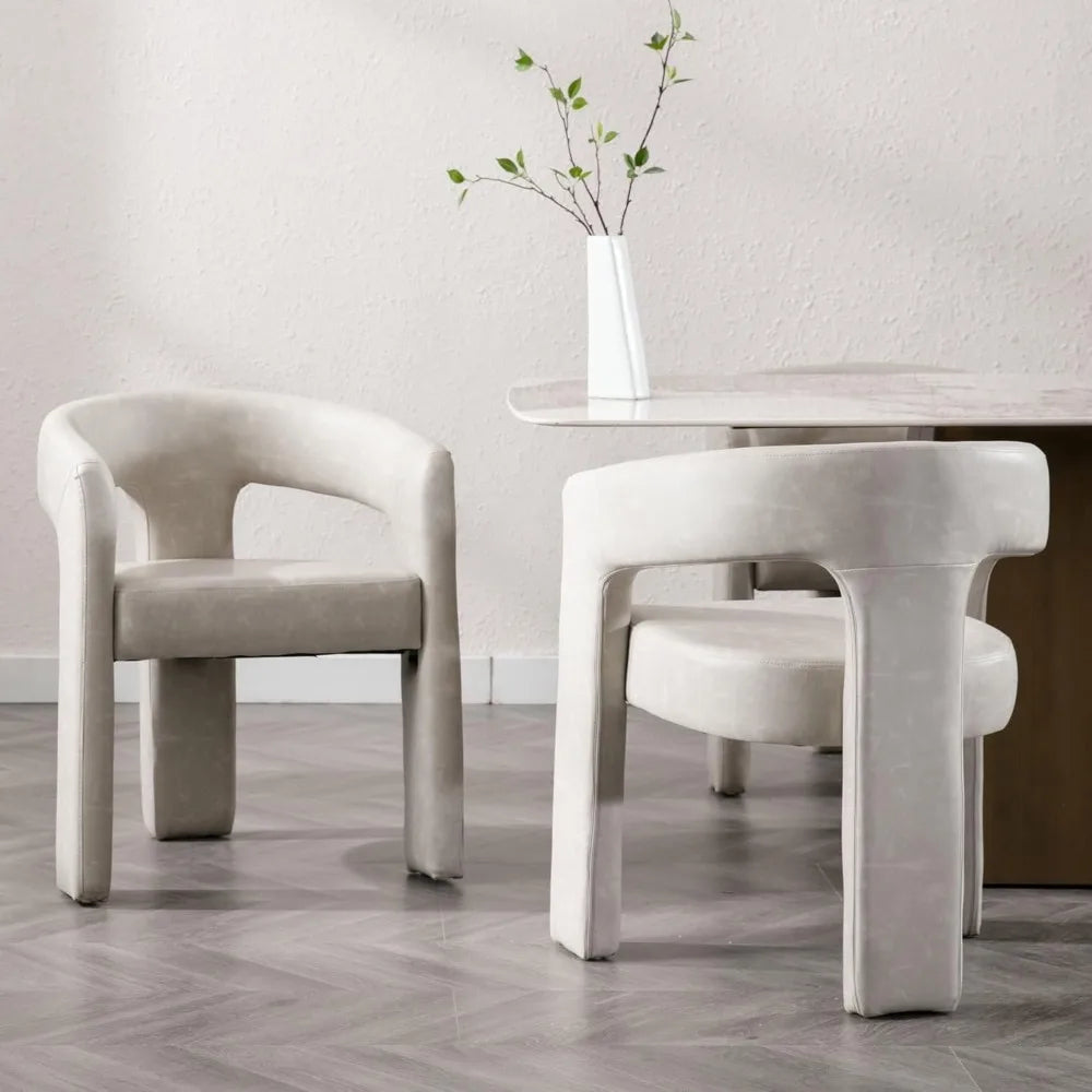 Set of 6 Modern PU Leather Upholstered Dining Chairs with Open-Back, Accent Chairs for Any Room