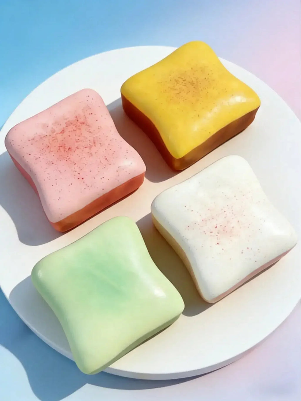 1Pc Super Soft Butter Toast Squishy Toy/ Slow Rising Squeeze Bread Toy/ Sensory Fidget for Stress Anxiety Relief/ Office Desk /Accent Decoration Cute Fake Food Display/ Tabletop Craft Ornament Gift