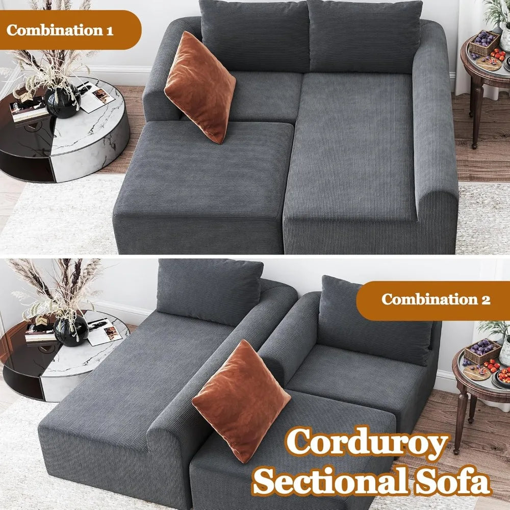 04" Cloud Sectional Couch Luxury – L-Shape Chaise, Modern Modular Deep-Seat Upholstered Sofa for Living Room Bedroom,No Assembly