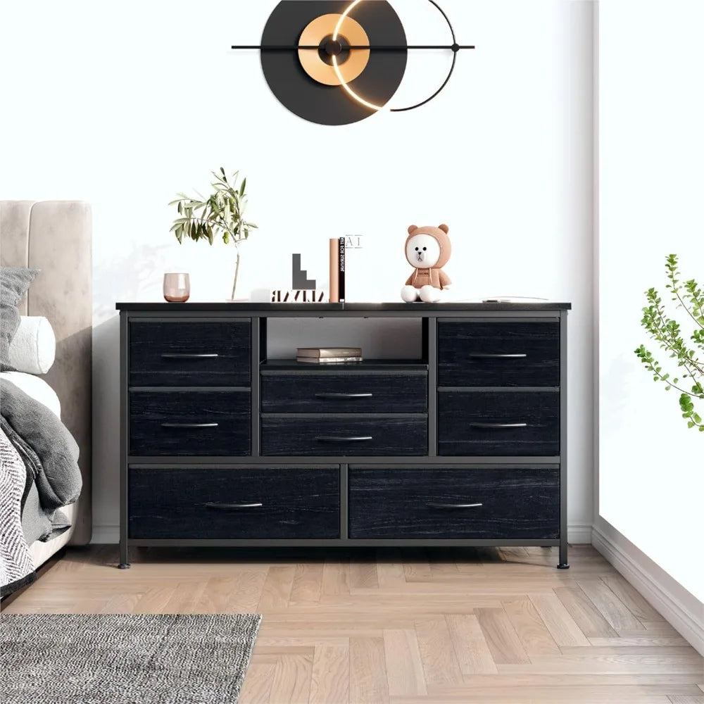 Customizable 8-Drawer LED Dresser/TV Stand With Power Outlet For 55'' TV - Wide Storage Chest For Bedroom, Living Room, Entryway