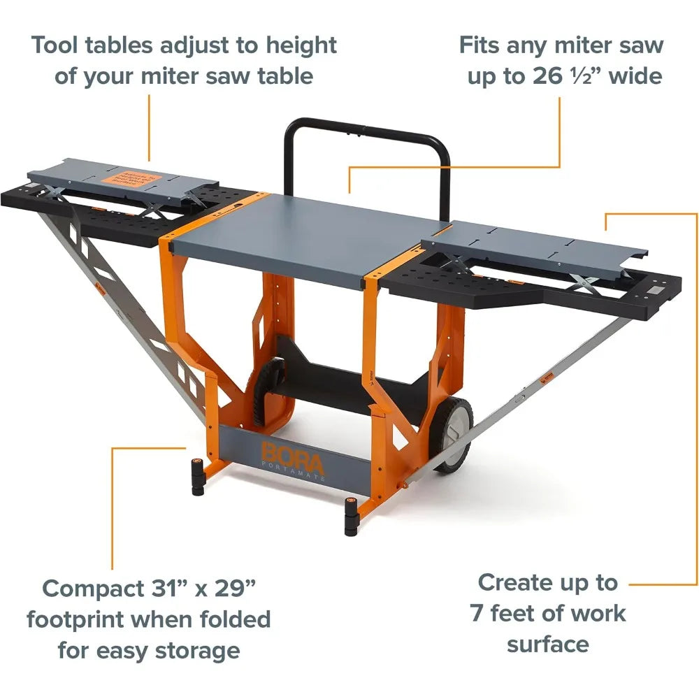 Miter Saw Stand, Work Station, 400 LBS Max Weight Portable Rolling Table Saw Stand/ Workbench