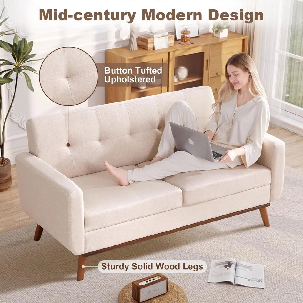 65" Loveseat Sofa Couch, Button Tufted Upholstered