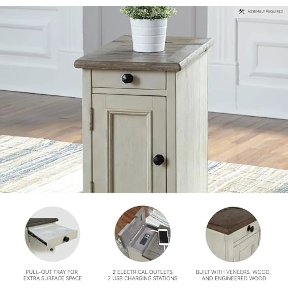 Ashley Furniture Signature Design-Bolanburg Chairside Chair Side End Table, 14"W x 24"D x 23"H, Whitewash