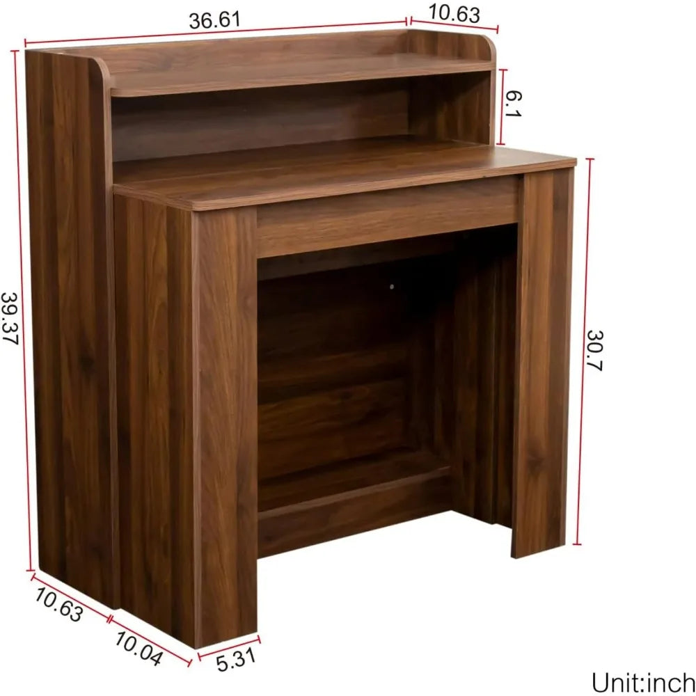 Expandable Dining Table for 1-10 People: 30 to 88.4" Long, Folding Storage, Modern Rustic Style, Rectangular Wood Design