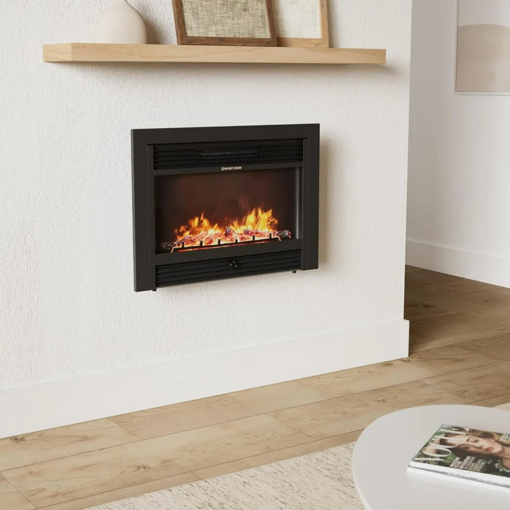 28.5" Electric Fireplace, Wall-Mounted or Freestanding, with Remote Control, 3 Adjustable Flame Colors