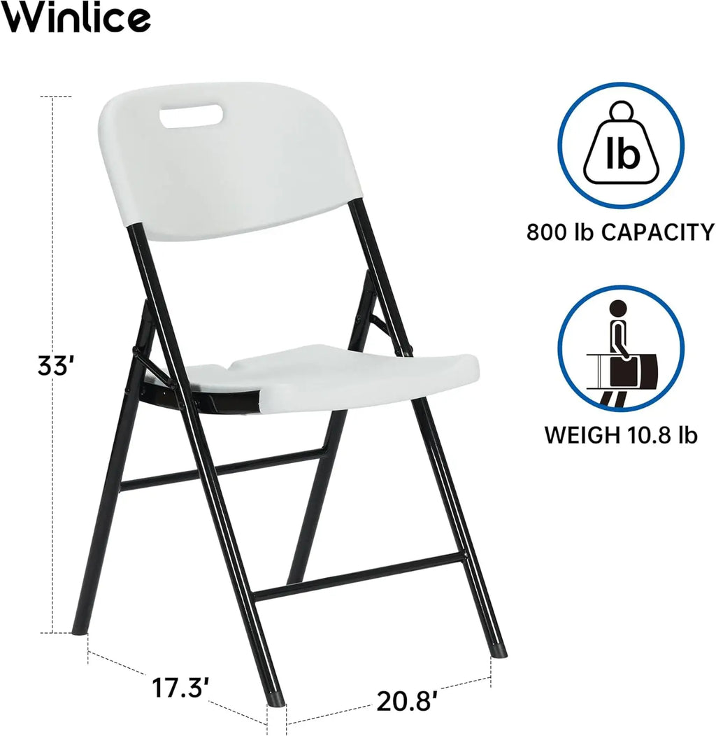 10 Pack Thicker 800 LBS White Folding Chairs, Commercial Grade Folding Chair, Foldable Chairs for Events