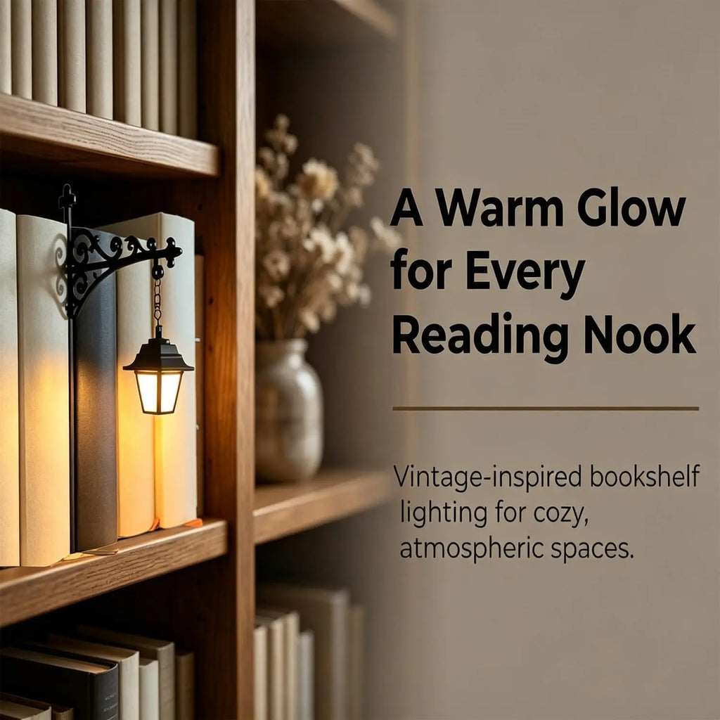 Miniature Hanging Shelf Lamp/ Decorative Bookshelf Lighting /Warm LED Night Light/ Library Lantern Reading Nook /Desk Ornament Literary Decor Book Lover Gift Home Halloween Decorations