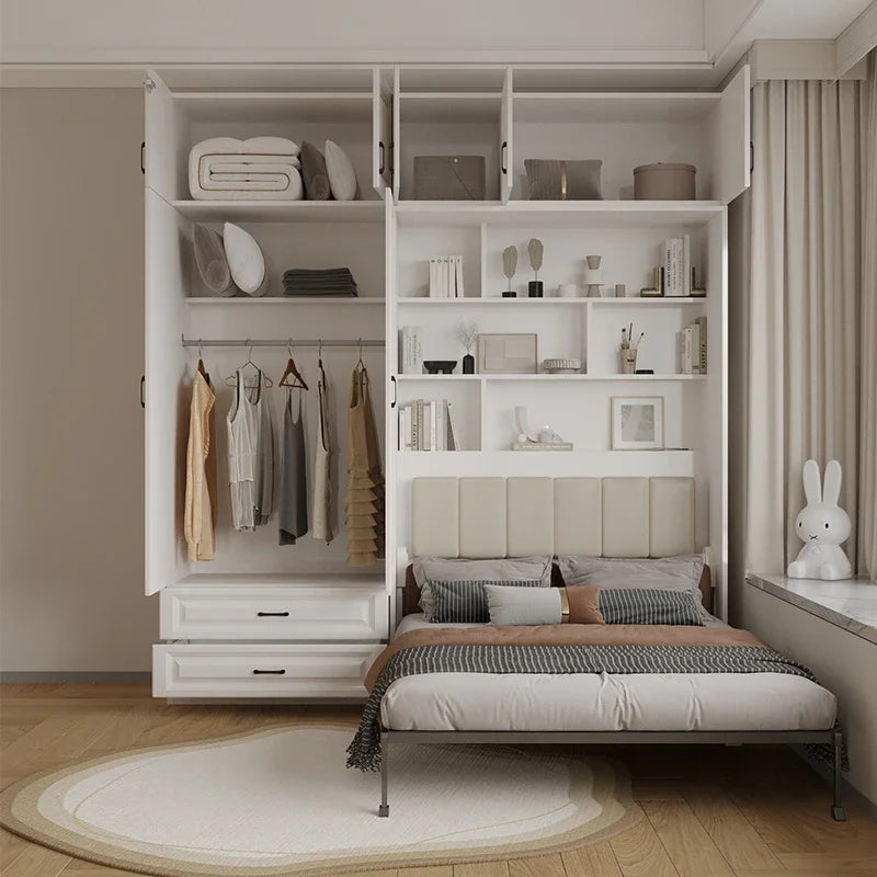 Full Murphy Bed With Closet Organizer With Drawers Full Size Bed Space-Saving