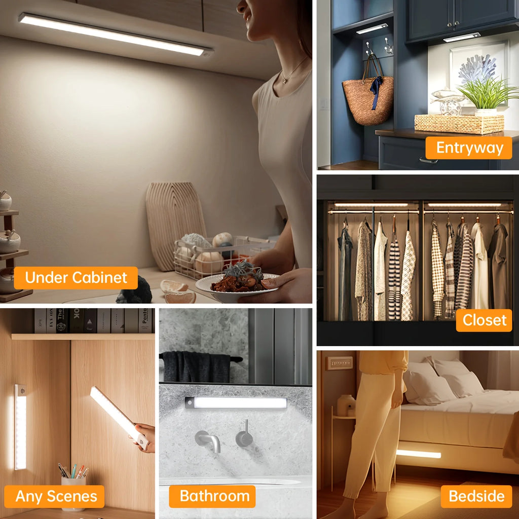 LED Night Light Motion Sensor Lights/ Wireless Rechargeable Closet /Kitchen/ Bedroom Sensor Light/ Cabinet /Stair Light/ 2Pieces