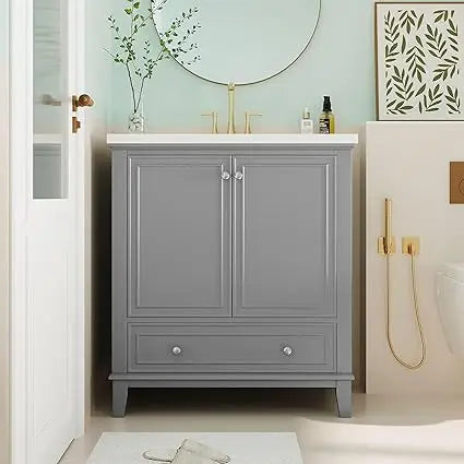 Modern 30-inch Bathroom Vanity with Undermount Sink, Storage Cabinet, Multi-Functional Drawers, and Adjustable Shelves