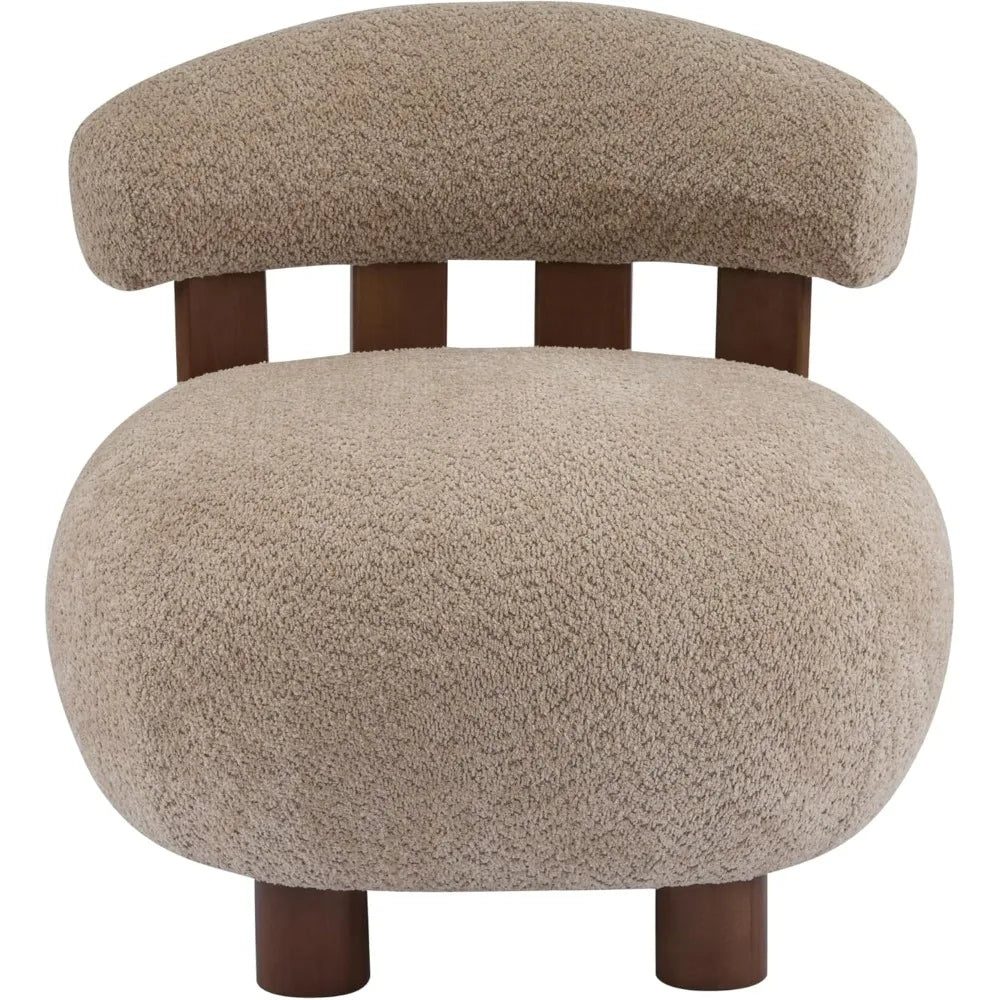 Elvina Plush Fabric Accent Chair, Solid Wood Lounge Cozy Reading Chair for Modern Living Spaces