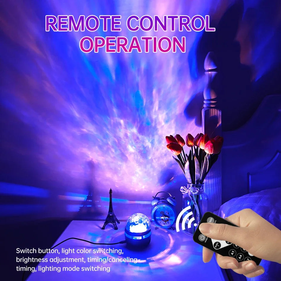 LED Starry Sky Northern Light Projector/ A variety of Styles Projection Lamp with Remote Control /Auto Rotate for Home Party Decor