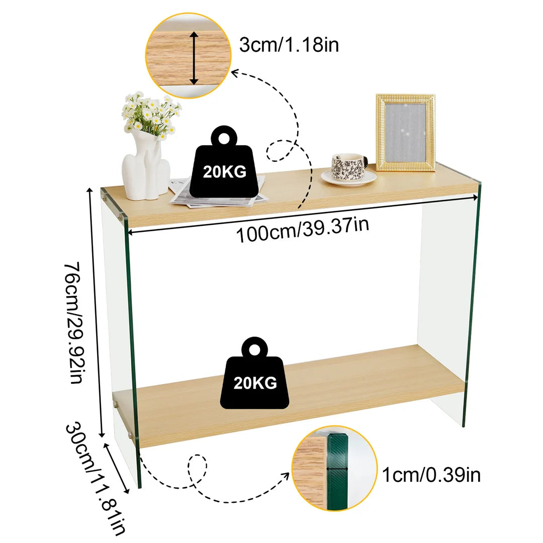Modern Living Room Center Table 120x60cm Rectangle Wood Tabletop, Coffee Table, Tea Table with Tempered Glass Stand