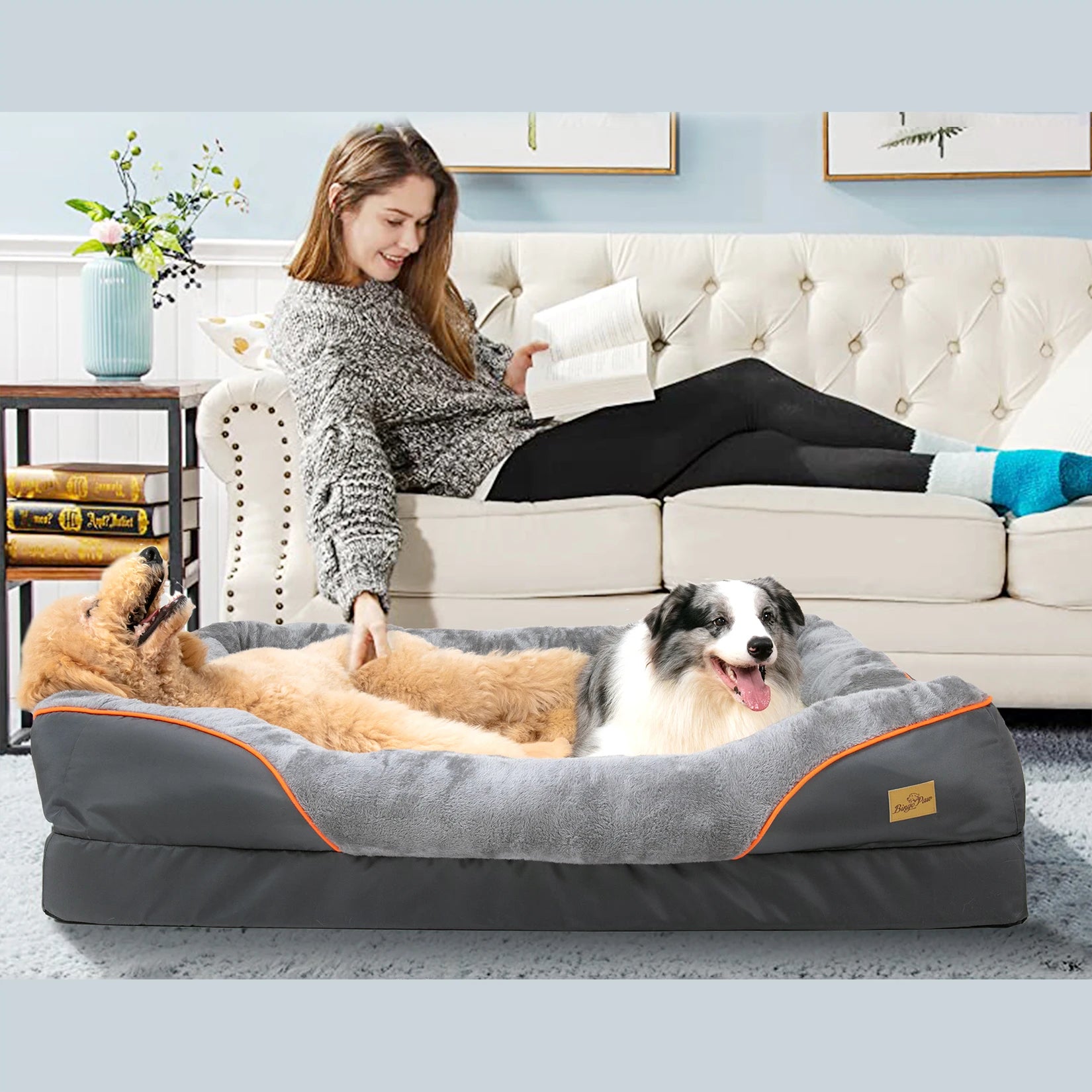 Large Dog Bed Soft/ Comfortable Anti Allergy Warm Fleece Removable Washable Cover Pet Bed/ Waterproof