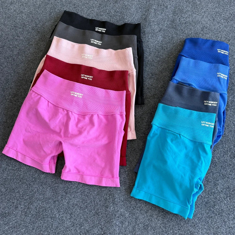 Impact Shorts with Logo Women Seamless Yoga Shorts Scrunch Bum Gym Shorts Workout Biker Short Fitness