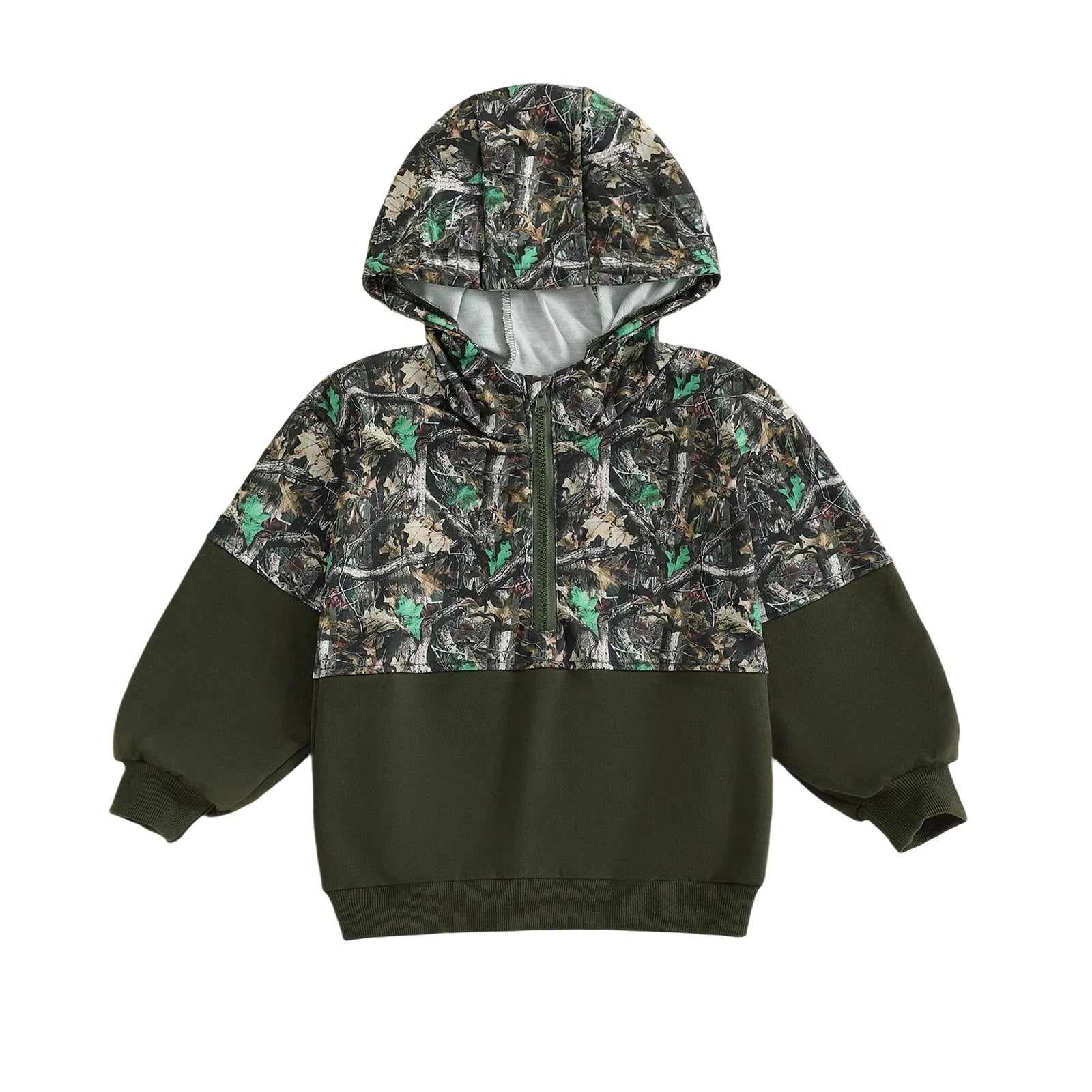 Children s Camouflage Print Half Zip-up Long Sleeve Hooded Sweatshirt/Casual Toddler Pullover Jacket Coat for Girls/Boys