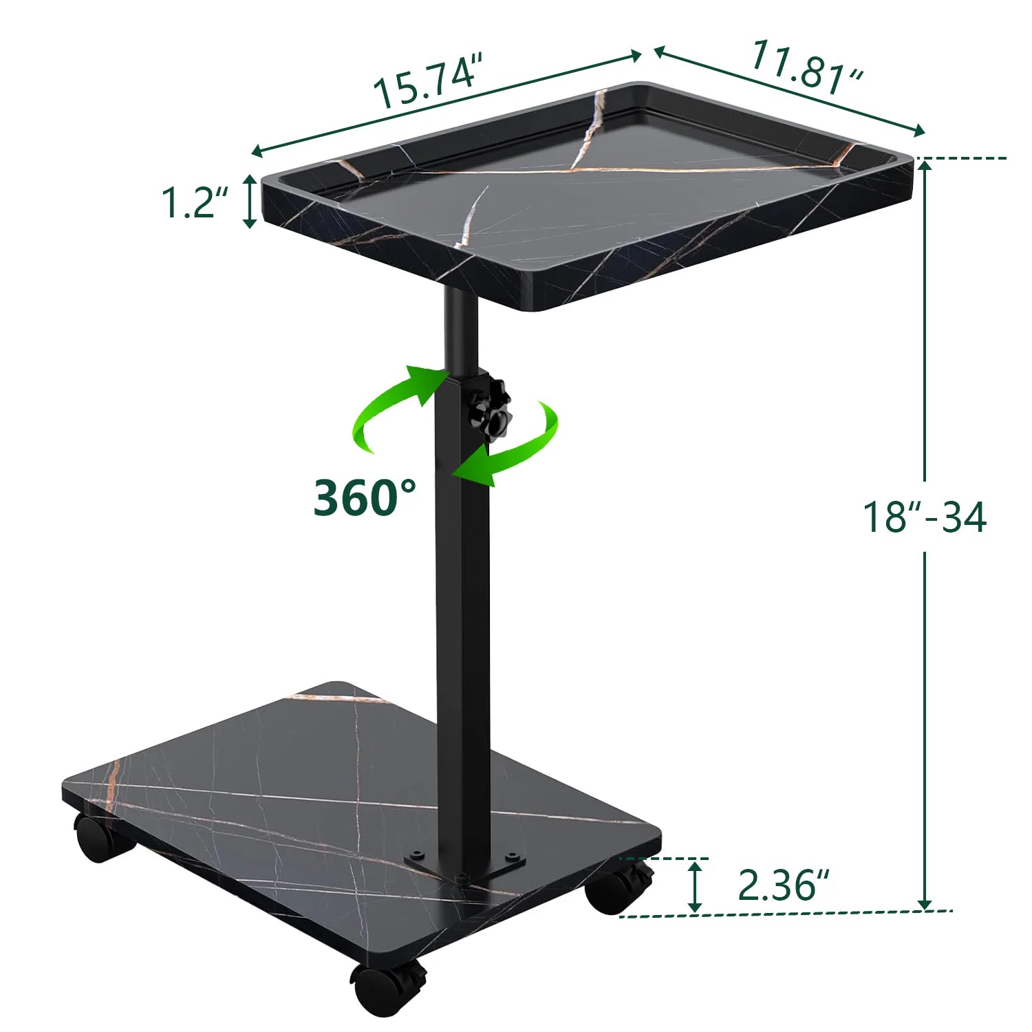 15.74x11.81 Inch Coffee Table C-Shaped Simple Mobile Rolling Storage Desk Home Bedside Corner Sofa Cabinet Family Side Tables