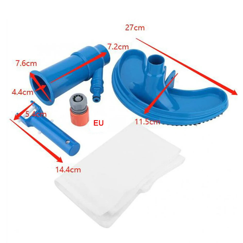 Professional Pool Cleaning Suction Set with Brush Multipurpose Pool Vacuum Suction Head Lightweight EU Plug for Spa/ Water Park