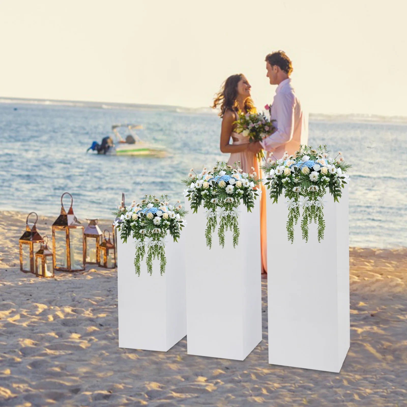 3PCS Square Metal Pedestal Stands, for Parties, Flower Display Rack, Dessert Table /Cube Display Pillars for Birthday/ Wedding