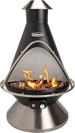 NEW-Cuisinart Chimenea Propane Fire Pit: 40,000 BTU Adjustable Outdoor Patio Fire Pit with Lava Rocks and Directional Heat Shield