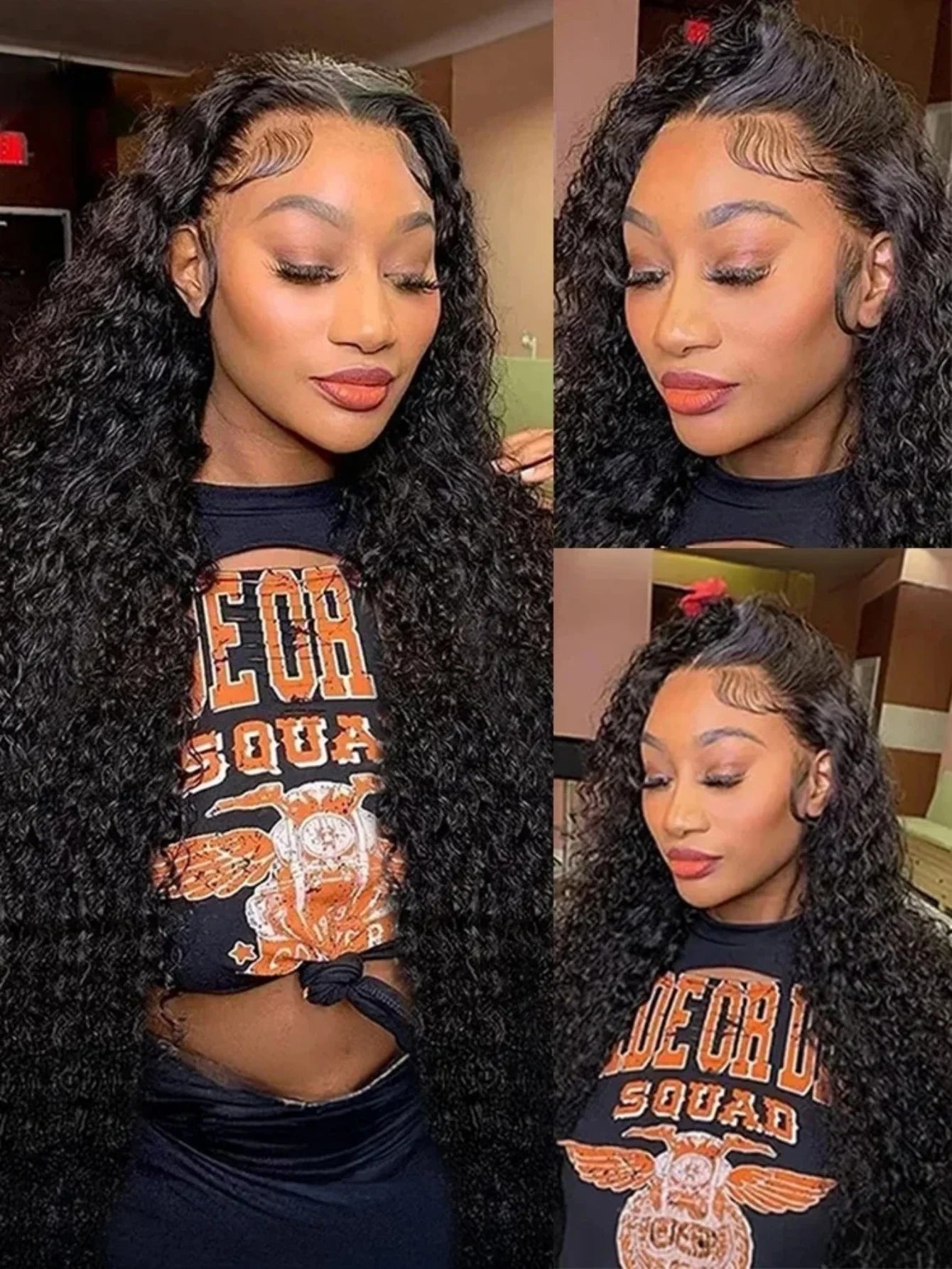 Golden Deep Wave 13x4 13x6 HD Lace Frontal Wigs/ Human Hair/ Water Curly Front Wigs 5x5 Glue Less Human Hair for Women