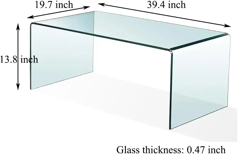 Glass Coffee Table for Living Room, Modern Tempered Decor, Easy to Clean and Safe Rounded Edges Clear Coffee Tables