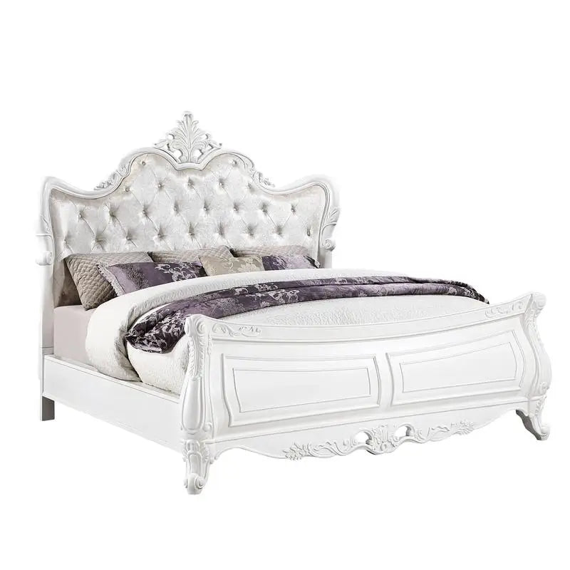Modern 4-Piece Queen Bedroom Set in Pearl White Wood Finish