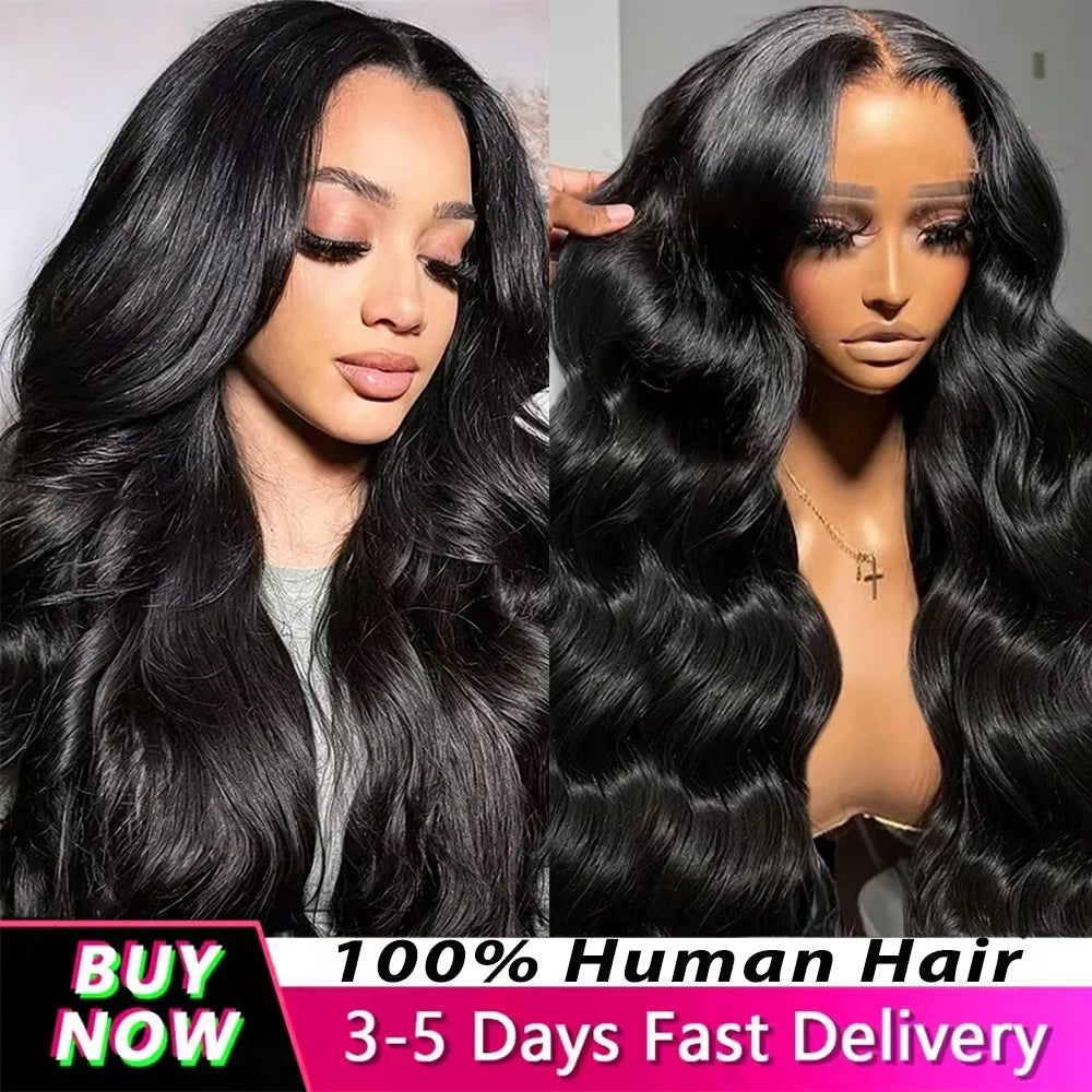 250 Density Body Wave 13x6 HD Transparent Lace Frontal Wig For Black Women 100% Human Hair Wigs 13x4 Pre Plucked Wet And Wavy Lace Front Wig Natural Color